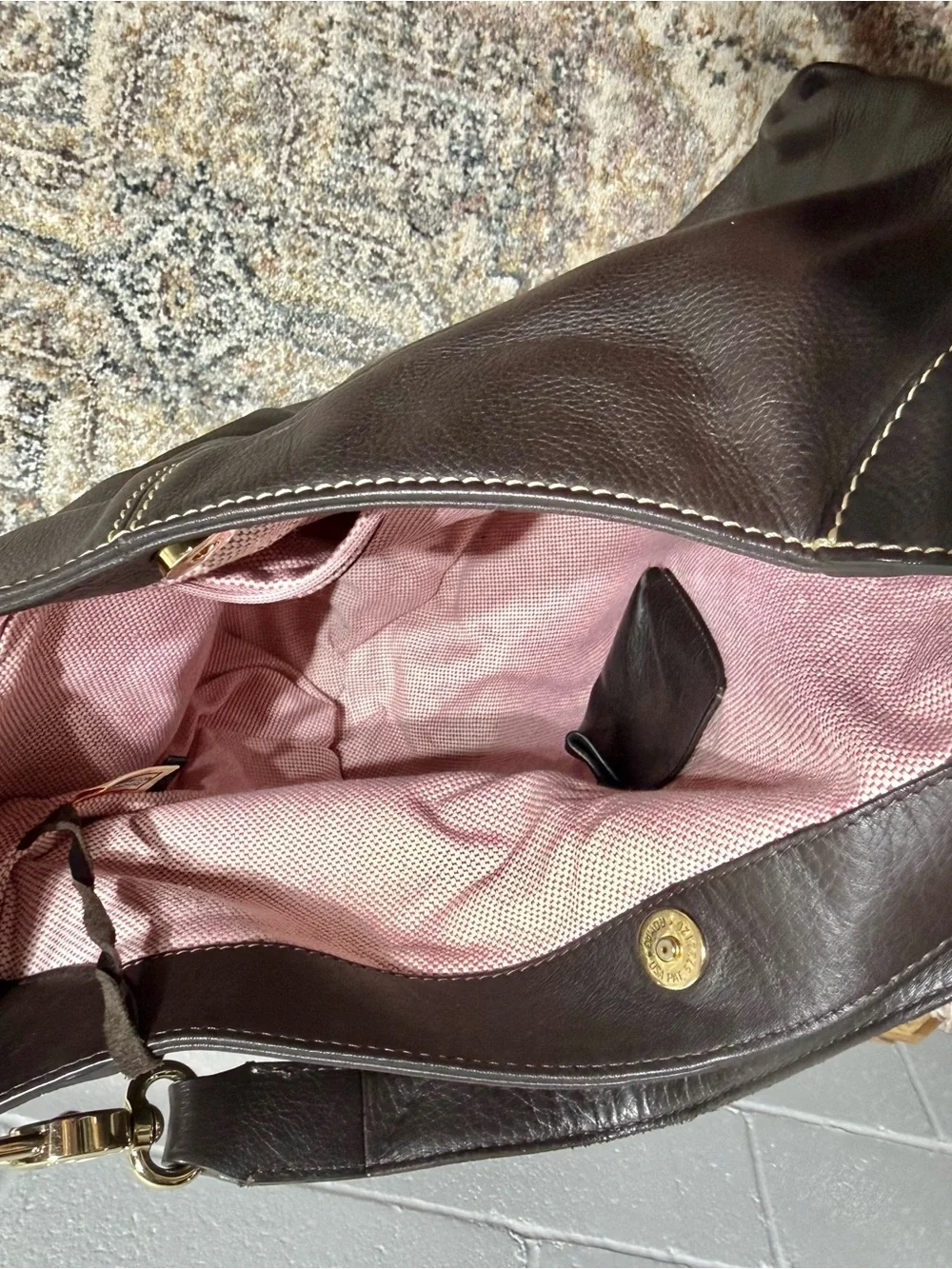 Dooney & Bourke Dark Brown Pebbled Leather Shoulder Hobo